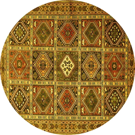 Ahgly Company Indoor Round Persian Yellow Traditional Area Rugs, 6' Round