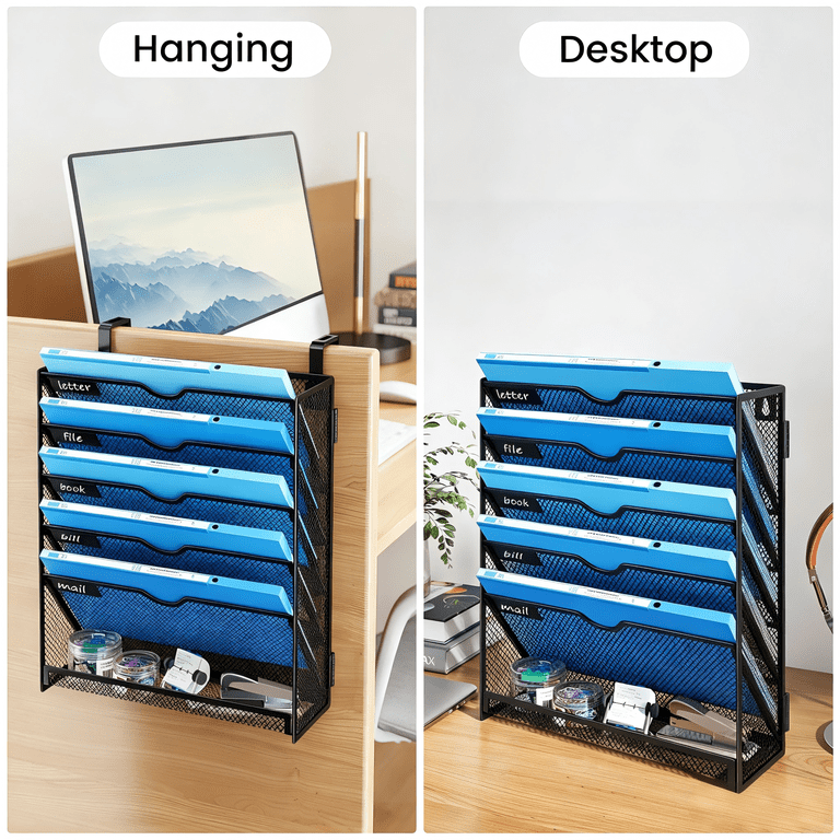 Marbrasse 6-Tier Wall File Organizer, Black Steel photo 5