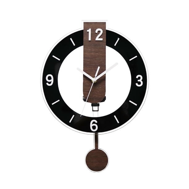 Reloj de pared acrílico decorativo silencioso sin tictac redondo nórdico colgante reloj hogar Negro