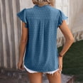 thumbnail image 4 of UYISJ Women's Summer Ruffle Short Sleeve Blouse V Neck Swiss Dot Flowy Shirt Tunic Top, 4 of 6