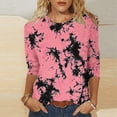 thumbnail image 2 of jjayotai 3/4 Length Sleeve Womens Tops Crewneck Tie Dye T Shirts Casual Summer Tee Tops, 2 of 6
