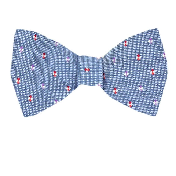 Men's Blue and Navy Silk Self Tie Bowtie Tie Yourself Bow Ties