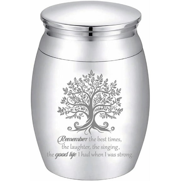 Tree of Life Small Keepsake Urn Stainless Steel Mini Cremation Urn Funeral Memorial Ashes Preserve for Human Ashes Pet Ashes Storage 1.57x1.18in