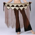 thumbnail image 2 of Women's Belly Dance Hip Scarf with Tassels Sequined Fringe Skirt Wrap for Dance Performance Brown Free Size, 2 of 5