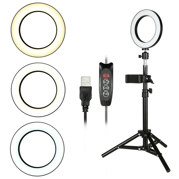 TFixol 3 Gear Brightness LED Ring Light with Cell Phone Holder Stand for Live Stream Makeup Selfie Recording Lighting Compatible with iPhone Android Smartphones