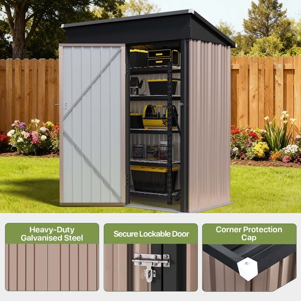 BaPiPro 5'x3' Outdoor Storage Shed, Heavy Duty Metal Shed Garden