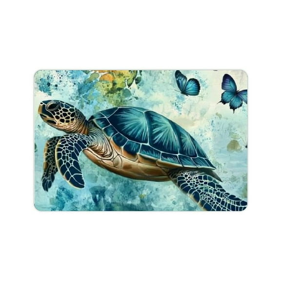 FCXZI Outdoor door mat anti-slip turtle door mat with rubber welcome mat backing quick-drying entrance mat outdoor front door mat patio floor mat trim 24x16in