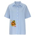 thumbnail image 4 of Mefallenssiah Chemisier Femme Imprimé Manches Courtes Ample Col Rabattu Uni, 4 of 6