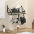 thumbnail image 3 of KES Hanging Pot Rack for Kitchen, 24 inch Kitchen Pot Pan Rack Organizer Wall Shelf With 12 Hooks Wall Mounted, 3 of 10