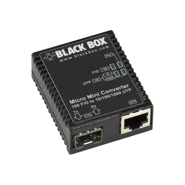 Black Box Micro Mini Media Converter - Convertisseur de Média en Fibre - GigE - 10Base-T, 100Base-TX, 1000Base-T - RJ-45 / SFP (mini-GBIC) - Conforme TAA