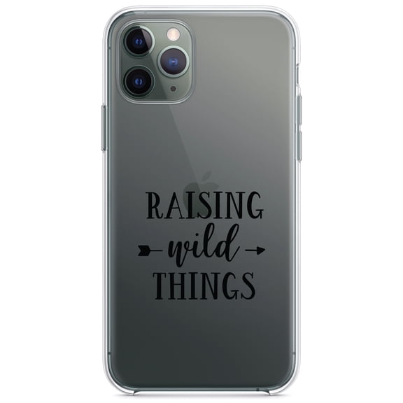 DistinctInk Clear Shockproof Hybrid Case for iPhone 13 PRO (6.1" Screen) - TPU Bumper Acrylic Back Tempered Glass Screen Protector - Raising Wild Things - Mom