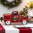 thumbnail image 3 of Christmas Red Truck Decor with Warm White Flashing Lights and Christmas Tree - Rustic Farmhouse Style, Vintage Metal Pickup Truck for Holiday Home & Party Decorations, Unique Christmas Gifts Idea, 3 of 8
