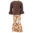 thumbnail image 4 of Girls 2 Piece Miss Gobble Thanksgiving Clothes Legging Set Outfit (2Y, Brown), 4 of 5