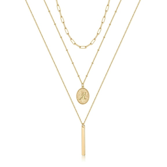 TINGN Gold Layered Initial Necklaces for Women 14K Gold Plated Paperclip Chain Necklace