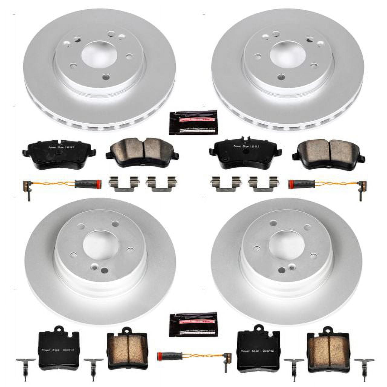 PowerStop Front and Rear Geomet Coated Brake Rotor and Pad Kit Fits: MERCEDES-BENZ Select Models CRK6745
