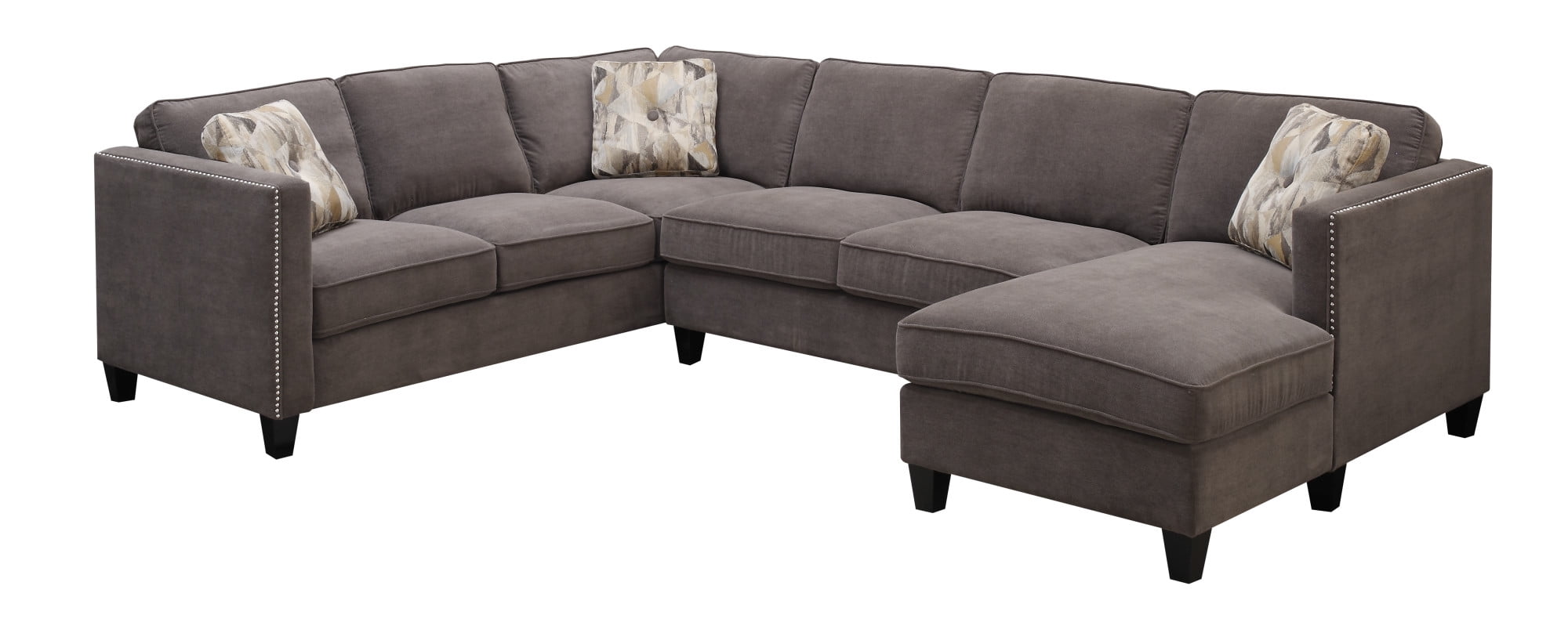 Emerald Home Focus Charcoal Gray Sectional, with Pillows ...