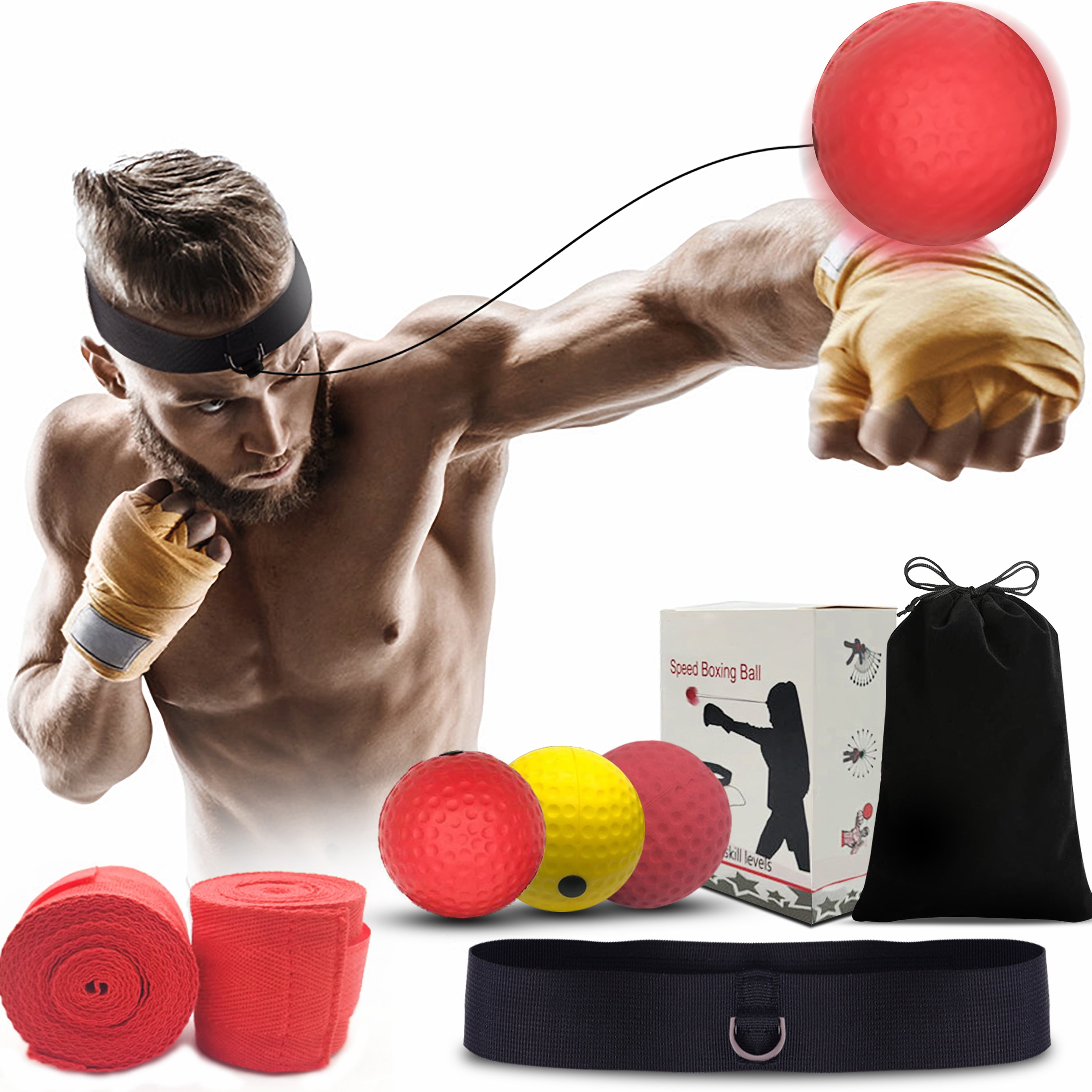 Boxing Training Ball MN Punch Exercise Fight Reflex Speed Head Band Speedball 2t 