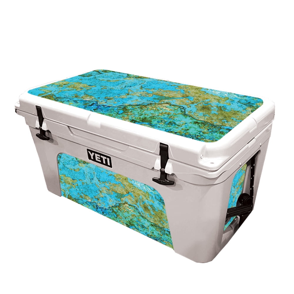 MightySkins Skin Compatible With YETI 65 qt Cooler Teal Marble