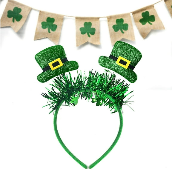 LSLJS Headband-Patrick's Day Green Shamrock Clover Hats Headbands Leprechaun Headpieces Headbands for Women Festival