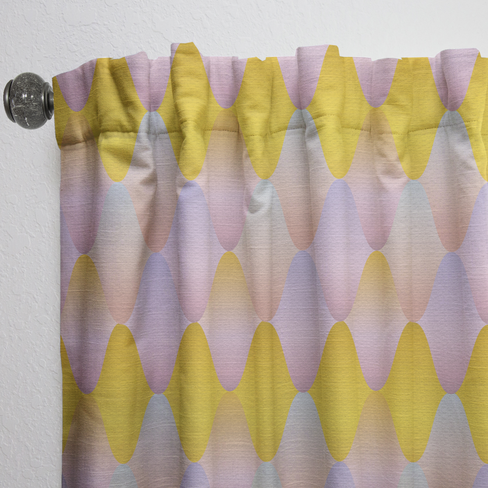 Designart 'Golden Diamond Geometrical Pattern II' Mid-Century Modern Curtain Panel