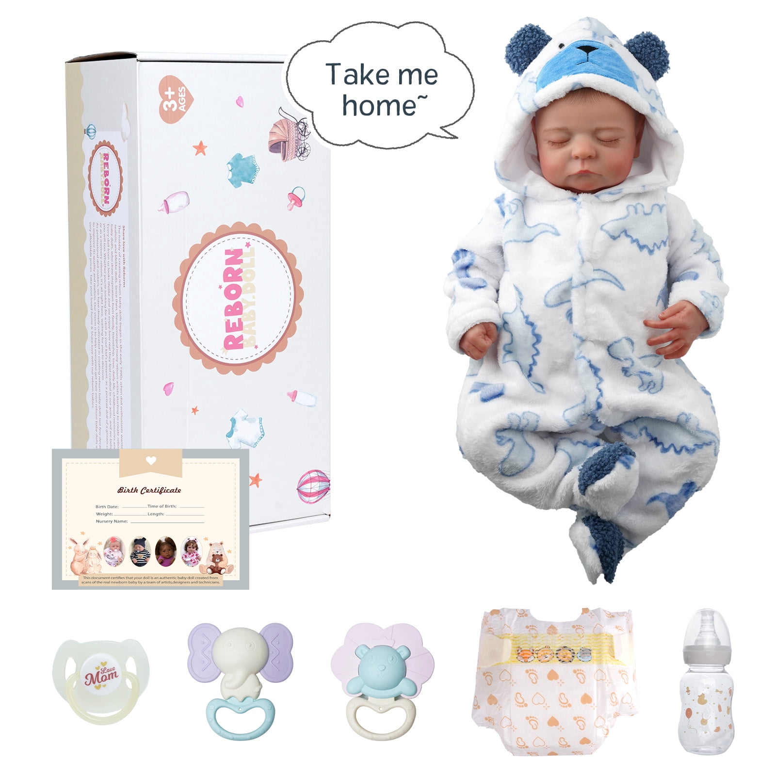 RSG Reborn Baby Dolls, 20 Inch Lifelike Newborn Real Life Poseable Doll for Soft Cloth Body Baby Dolls with Clothes and Toy Gift for Kids Age 3+