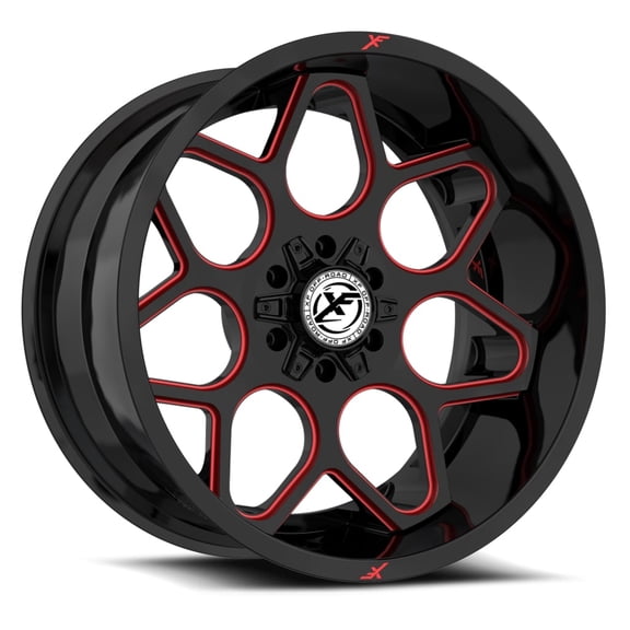 20x10 XF Off-Road XF-233 Gloss Black & Red Milled Wheel 6x135/6x5.5 (-24mm)