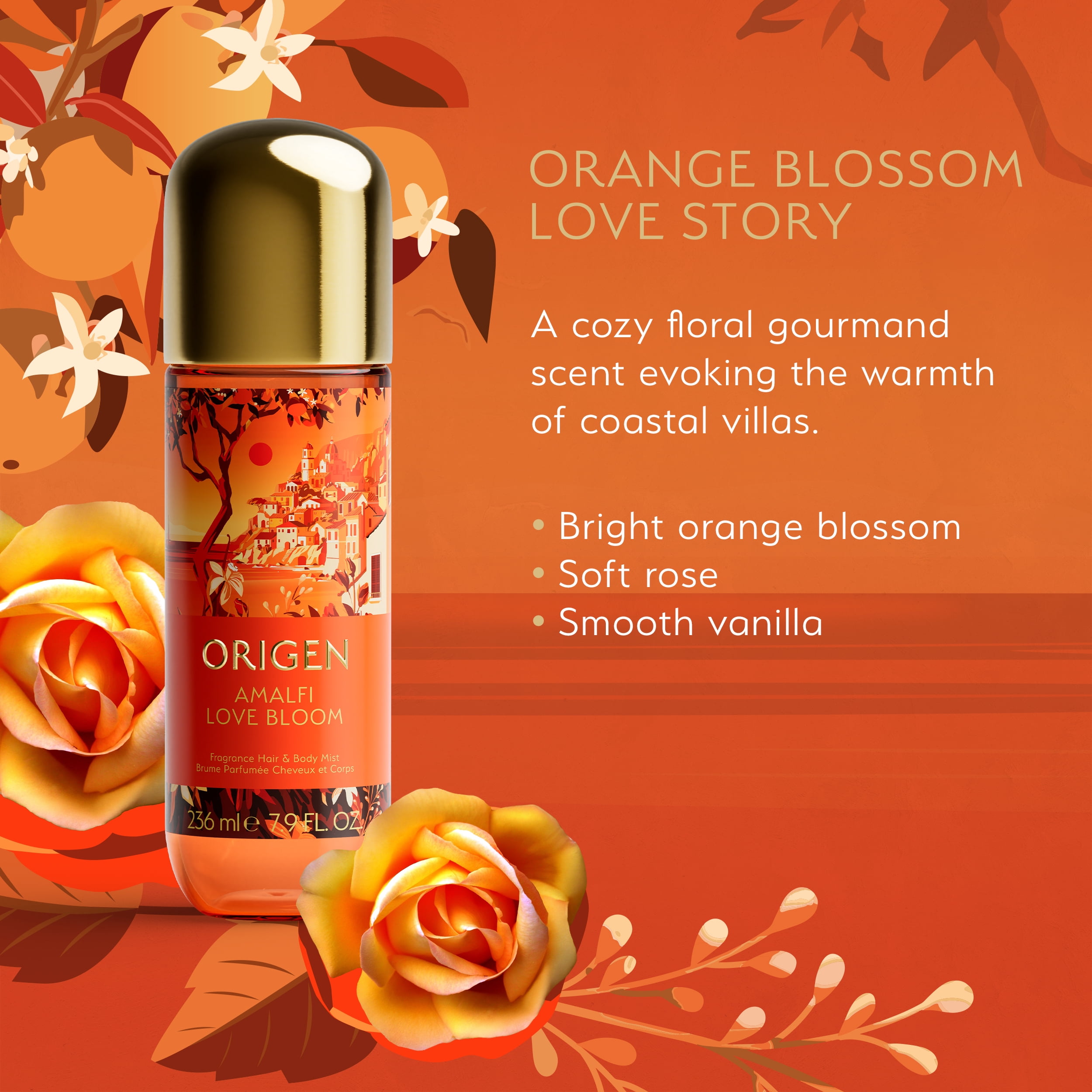 Origen Amalfi Love Bloom, Hair and Body Mist, 236ml (7.9oz)