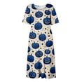 thumbnail image 4 of Women's Halloween Print Round Neck Dress with Pockets Short Sleeve Loose Midi Casual Dress Plus Size for Autumn Daily Wear Party Blue S, 4 of 6