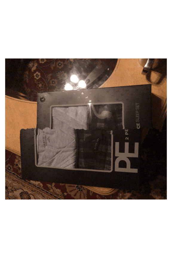 Men's Perry Ellis Portfolio 2 Piece Sleep Set Micro Fleece Black / gray SZ S