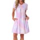 thumbnail image 1 of INSPIRE CHIC Camisón de Noche para Mujeres, Ropa de Dormir, Vestido de Lounge, Cuello en V, Manga Corta, Camisones XS Rosa Púrpura, 1 of 5