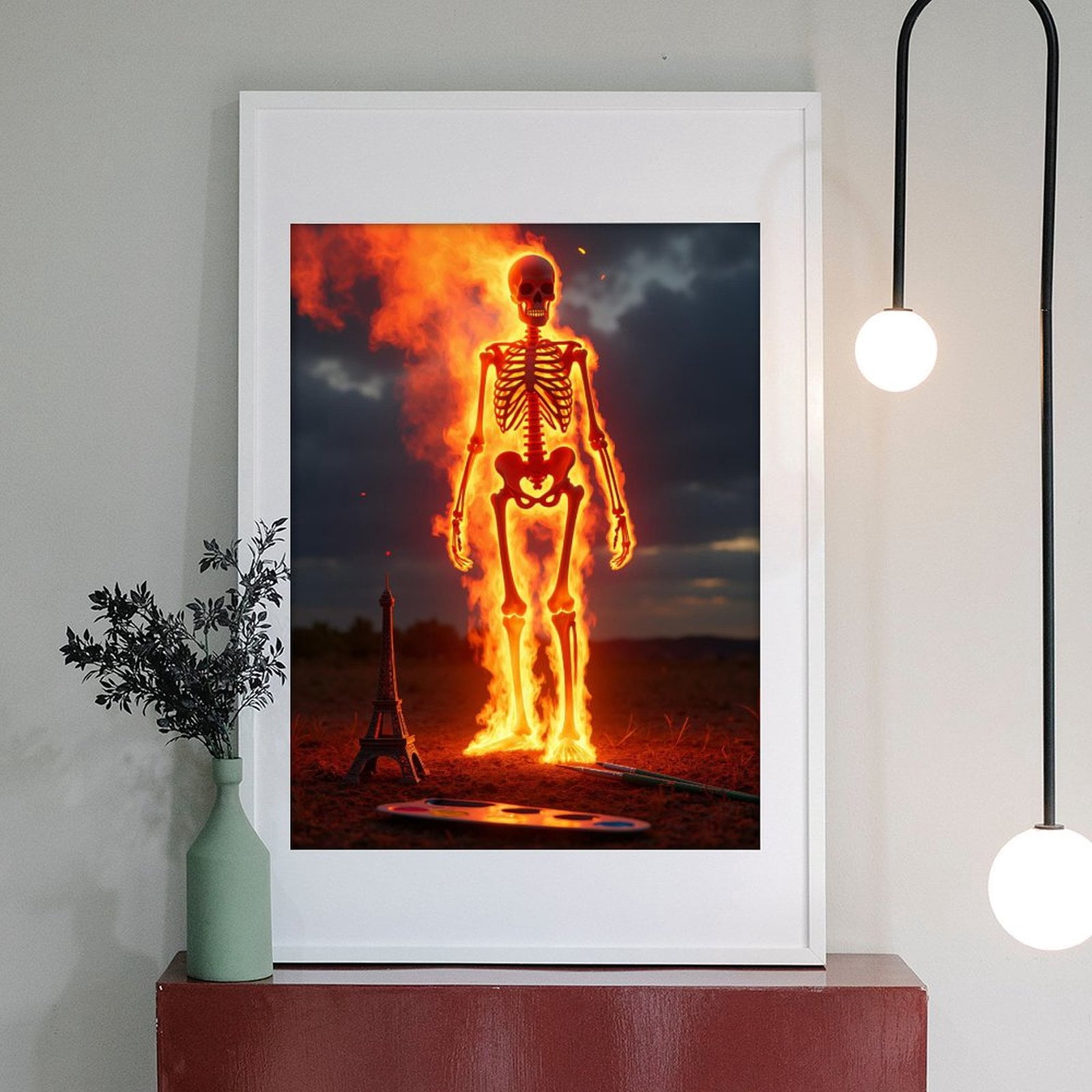 Diamond Art Kit for Adults, Skeleton In Flames With Miniature Tower Diamond Painting for Adults Beginners, DIY Diamond Art Painting Kits, 5D Diamond Painting Crafts for Home Decor 12x16 Frameless