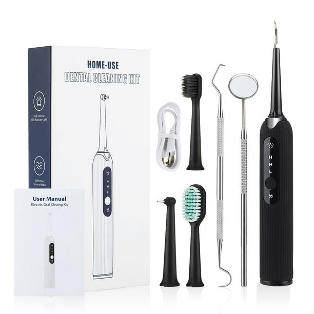 Limpiador de dientes ultrasónico negro, limpiador de dientes eléctrico portátil para el hogar, eliminación de manchas de dientes, instrumento de belleza de sarro, 1 unidad Sailing Electrónica