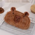 thumbnail image 7 of Creative Multi-Purpose Plush Large Capacity Capybara Multifunction Pen Box Pen Bag Stationery Organizer Pencil Case 01, 7 of 7