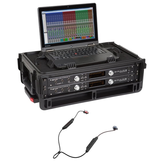 SKB 1SKB-ISF2U Injection Molded Laptop/2U Rack w/ Wheels+Handle+Fender Earbuds