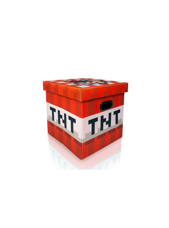 Minecraft TNT Storage Bin, Perfect for Storing Toys, Includes an MDF Insert to Support the Base, Orange (New Open Box)