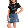 thumbnail image 2 of FSYBOA Girls Summer Outfit Sets , Casual Elastic Waist Shorts Sleeves Vacation Kids Clothing Set Black Size 7-8 T, 2 of 6