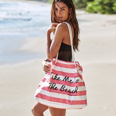 Details about   VICTORIA'S SECRET Love Logo Purse Tote Beach Bag CANVAS TOTE BAG 