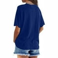 thumbnail image 4 of sovlvnd Womens Oversize Shirts Womens Solid Oversized T Shirts Crewneck Short Sleeve Summer Athletic Tees Shirt Loose Tops Navy 2XL, 4 of 7