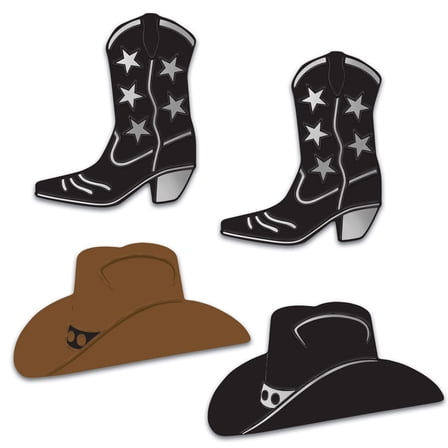 Foil Cowboy Hat & Boot Silhouettes, (Pack of 12)