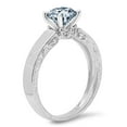 thumbnail image 4 of 1.06 ct Round Cut Natural Swiss Blue Topaz Solitaire with Simulated Diamond Accents 14K White Gold Womens Engagement Ring, 4 of 6