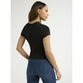 thumbnail image 3 of Sofia Jeans Women's and Women's Plus Ruched Side Tee with Short Sleeves, XS-4X, 3 of 5