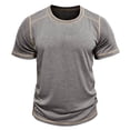 thumbnail image 5 of Umfun Men Contrast Stitch Short Sleeve Crew Neck T-Shirt Slim Fit Casual Wear for Sports and Daily Casual, 5 of 9