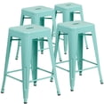 thumbnail image 1 of Commercial Grade 4 Pack 24" High Backless Mint Green Indoor-Outdoor Counter Height Stool, 1 of 9