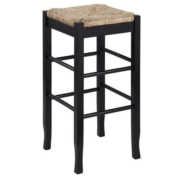 Kingfisher Lane 29.5" Square Farmhouse Wood Bar Stool in Black
