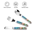 thumbnail image 3 of Honeii Sea World Print Children's Knife, Fork And Spoon Set,Reusable Utensils Set with Case,Travel Cutlery Set,for Kids Adults Camping, 3 of 8