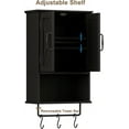 thumbnail image 5 of Farmhouse Medicine Cabinet, Bathroom Wall Cabinet with Adjustable Shelf, Towel Bar, 3 Hooks, Over The Toilet Storage Cabinet for Bathroom, Kitchen, Black, 5 of 16