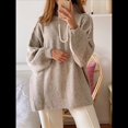 thumbnail image 4 of Suéteres de Cuello Alto de Gran Tamaño para Mujer, Jerseys de Punto Grueso de Larga, Ropa de Moda de Invierno, Otoño Caqui L, 4 of 10