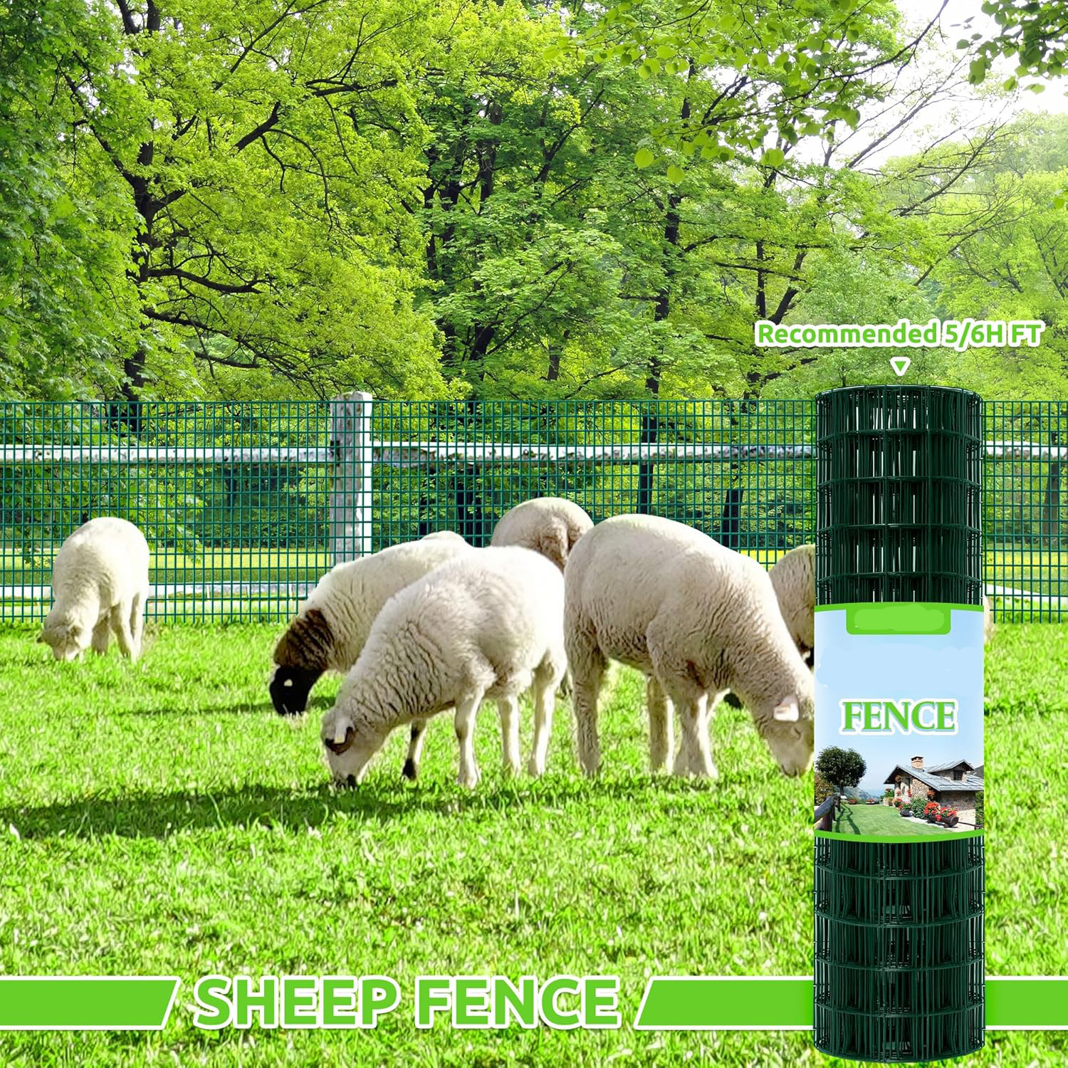 Green PVC Coated Welded Wire Fence 36 Inch x 50 Foot, 2 Inch x 3 Inch 16GA, Garden Border Fencing Roll Vinyl Coating Metal Wire Mesh for Yard Vegetable Plant Protection Poultry Netting