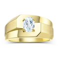 thumbnail image 1 of RYLOS Men's Rings 14K Yellow Gold Ring Classic Solitaire 7X5MM Oval Shape Gemstone Designer Band Aquamarine March Birthstone Rings For Men Size 12, 1 of 5