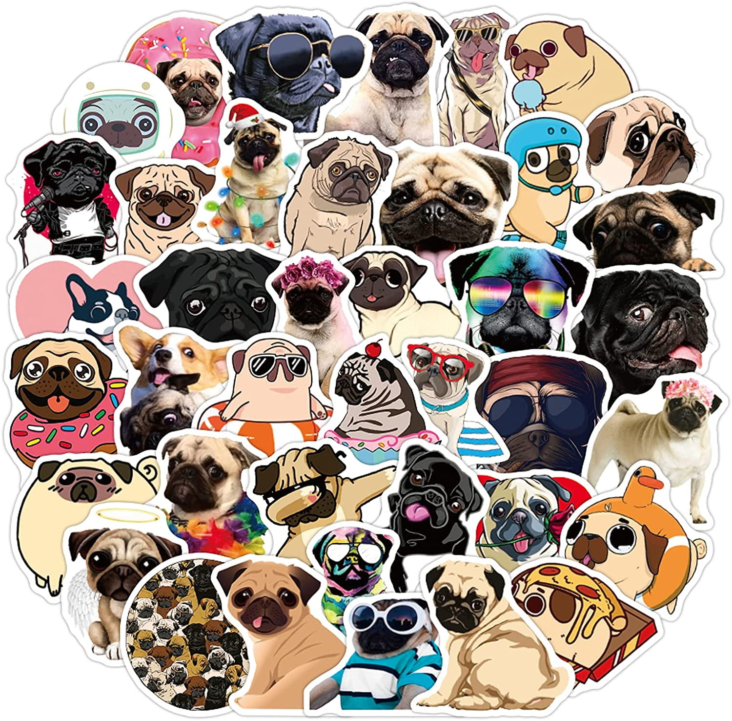 Stickers Pug Laptop Snowboard Home Decor Car Styling Decal 40 Pcs Stickers Pug Laptop Snowboard Home Decor Car Styling Decal 40 Pcs